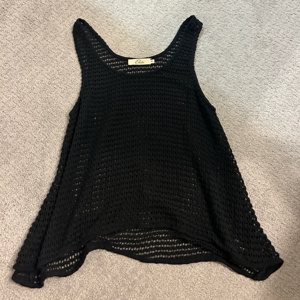 Black Crochet See-Through Tank Top Size XS